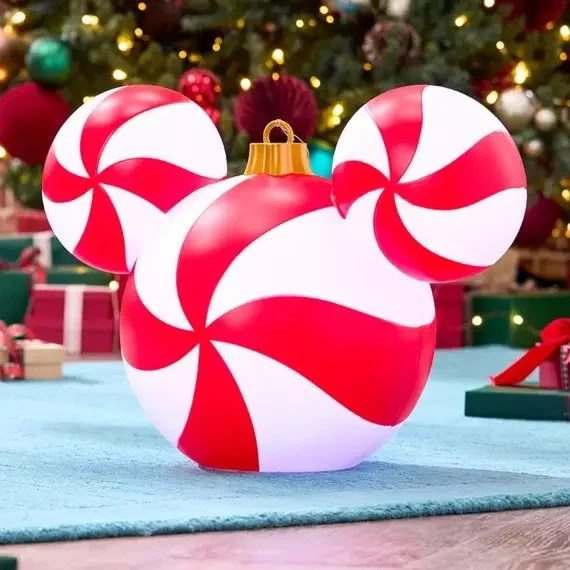 Mickey Mouse Icon Peppermint Swirl Light-Up Ornaments on Disney
